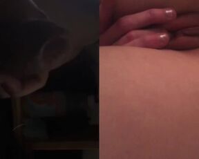 Stroking his Cock while I Finger my Tight Pussy