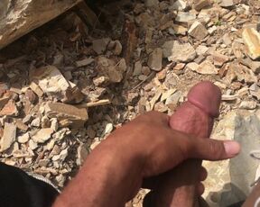 Risky Public Jerk off on Public Beach Sexy Gay God Strokes Huge Hairy Cock