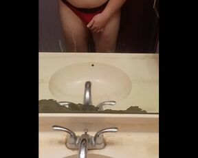 Pissing in red panties