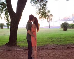 Romantic and passionate meeting in the park