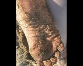 Femdom Sandy Dirty Feet Wrinkled Soles Giantess Feet Foot Fetish Outside on Beach Stomping