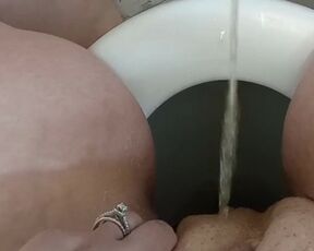 Extreme fat pussy view! I pee in my panties then hold my fat pussy open for him to pee on me