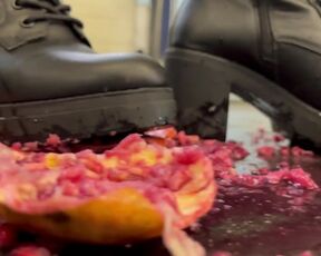 Preview! Black boots crushing pomegranates????