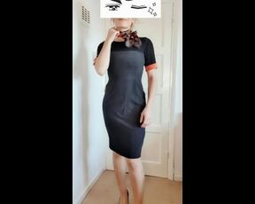 Blonde Busty Stewardess strips out of uniform. Air hostess, flight Attendant, lingerie, onlyfans