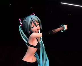 Hatsune Miku Dancing In Sexy Black Tight Clothes (3D HENTAI)