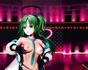 Blue Archive Yuuka Half Nude Dance Hentai Mmd 3D Dark Green Hair Color Edit Smixix