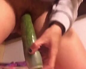 I stuck a big cucumber in my vulva