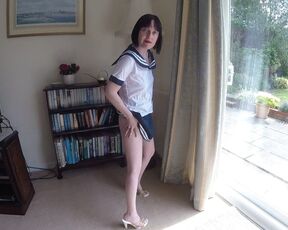 Sexy Slim Wife Shows off her school Uniform